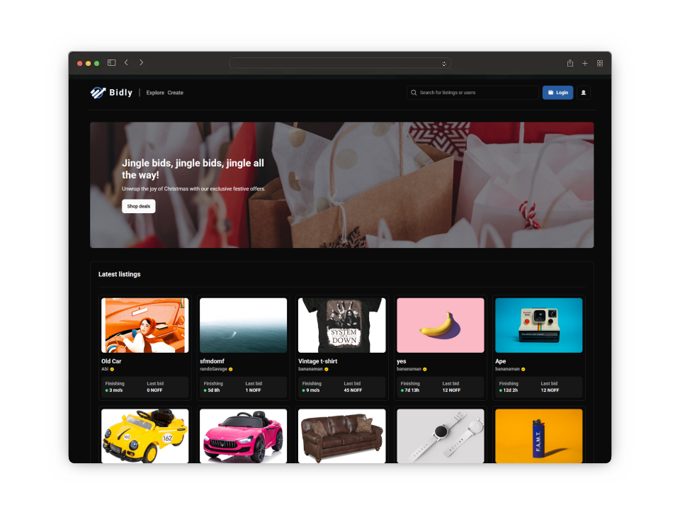 Screenshot of the project Bidly