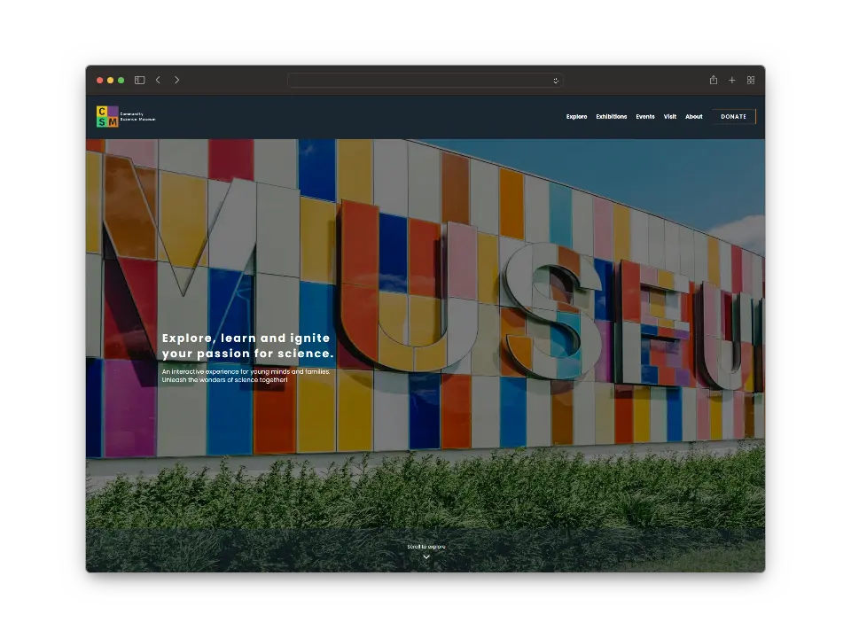 Screenshot of the project CSM - Community Science Museum